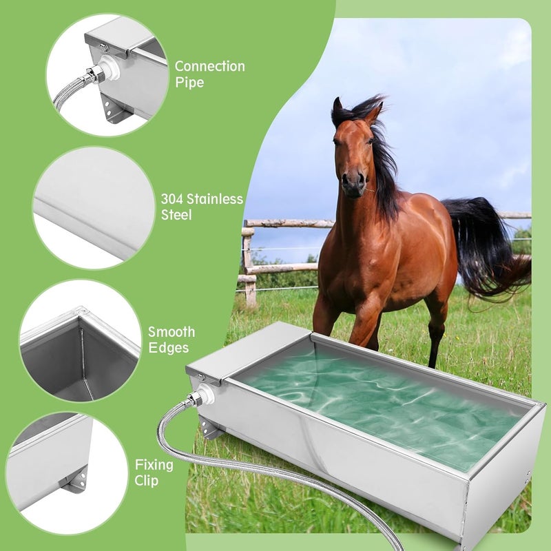 GOTOTOP Stainless Steel Cattle Drinking Bowl, Horse Cattle Drinker, Automatic Drinking Bowl with Hanging Float Valve, 7.5 Liters, Drinking Bowl for Horses, Cattle, Sheep, Dogs - Image 5